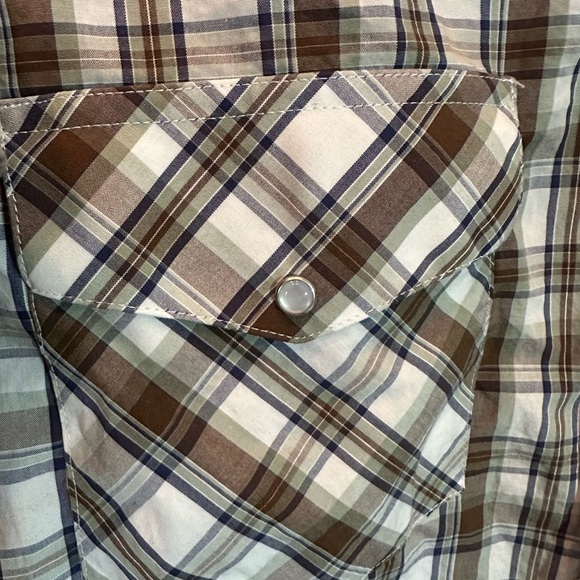 Men's Wrangler Long Sleeve Pearl Snap Up Shirt Western Striped Brown Small - Picture 3 of 6